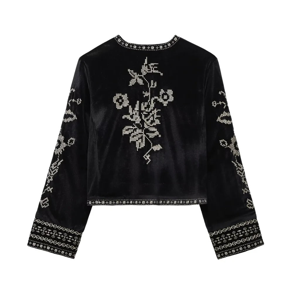 Retro Swan Embroidered Jacket