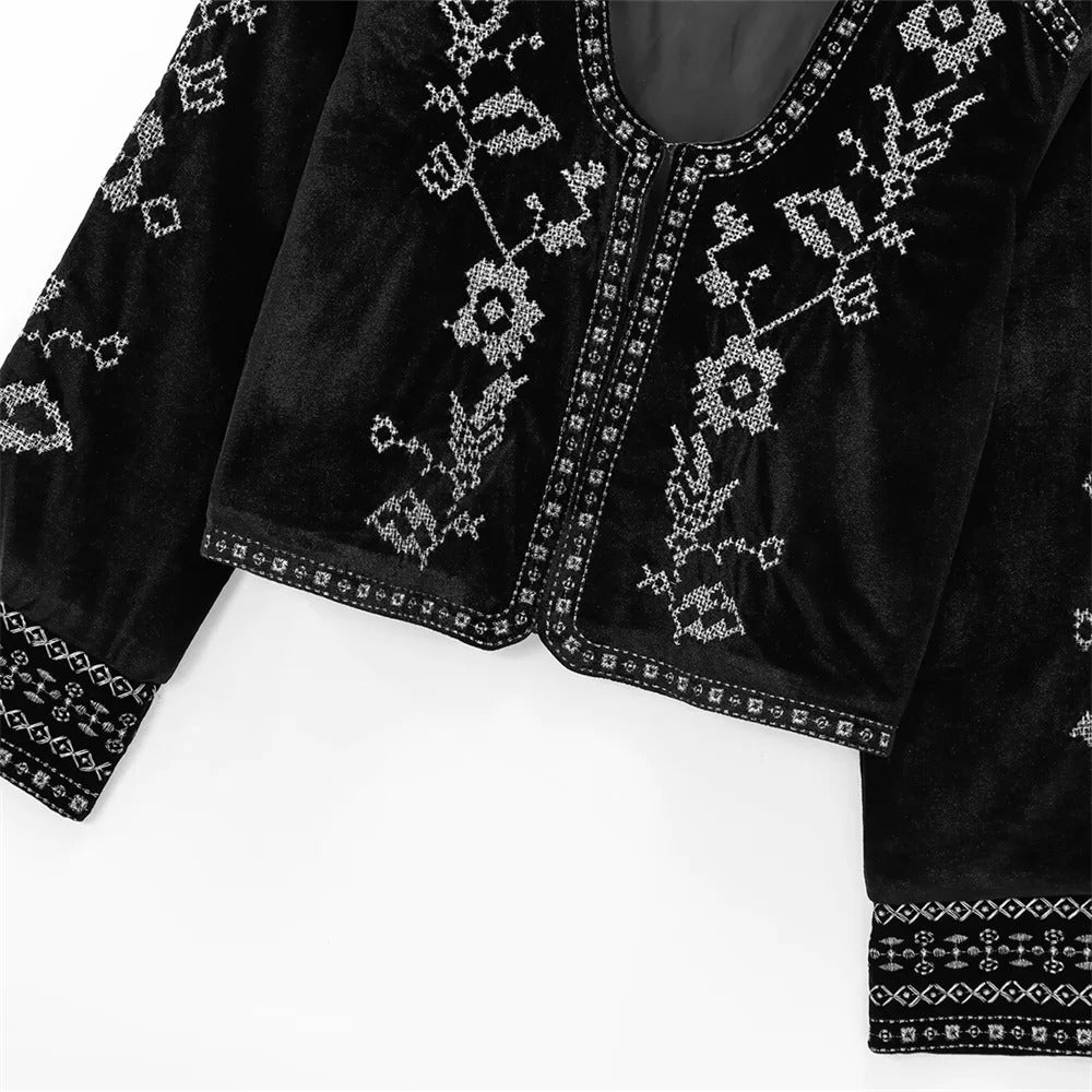 Retro Swan Embroidered Jacket