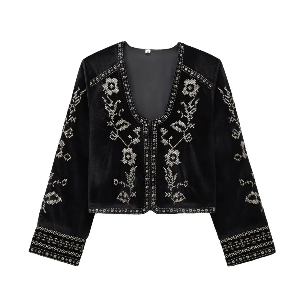 Retro Swan Embroidered Jacket